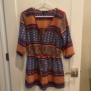 Bebop blue and orange bohemian romper